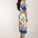 Nina bell sleeve short jersey dress - Blue