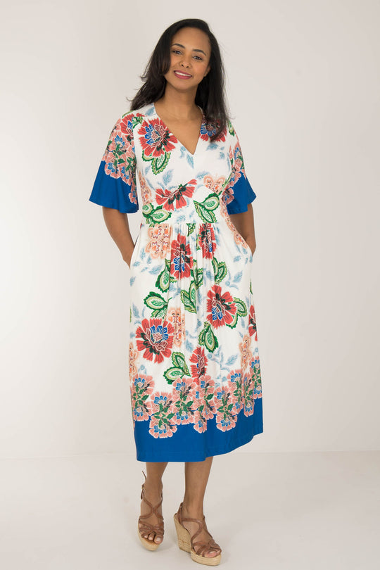 Nina bell sleeve short jersey dress - Blue