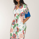 Nina bell sleeve short jersey dress - Blue