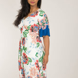 Nina bell sleeve short jersey dress - Blue