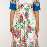 Nina bell sleeve short jersey dress - Blue