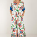 Nina bell sleeve long jersey dress - Blue