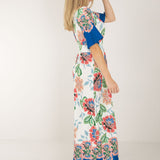 Nina bell sleeve long jersey dress - Blue