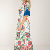 Nina bell sleeve long jersey dress - Blue