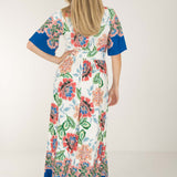 Nina bell sleeve long jersey dress - Blue