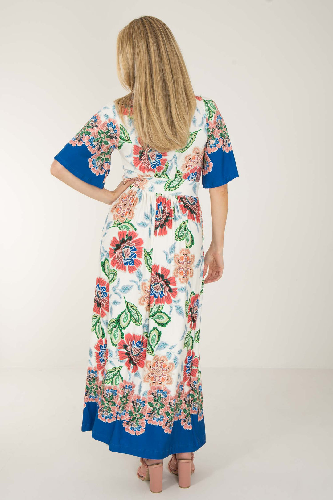 Nina bell sleeve long jersey dress - Blue