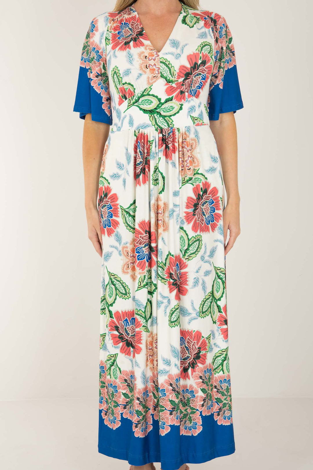 Nina bell sleeve long jersey dress - Blue