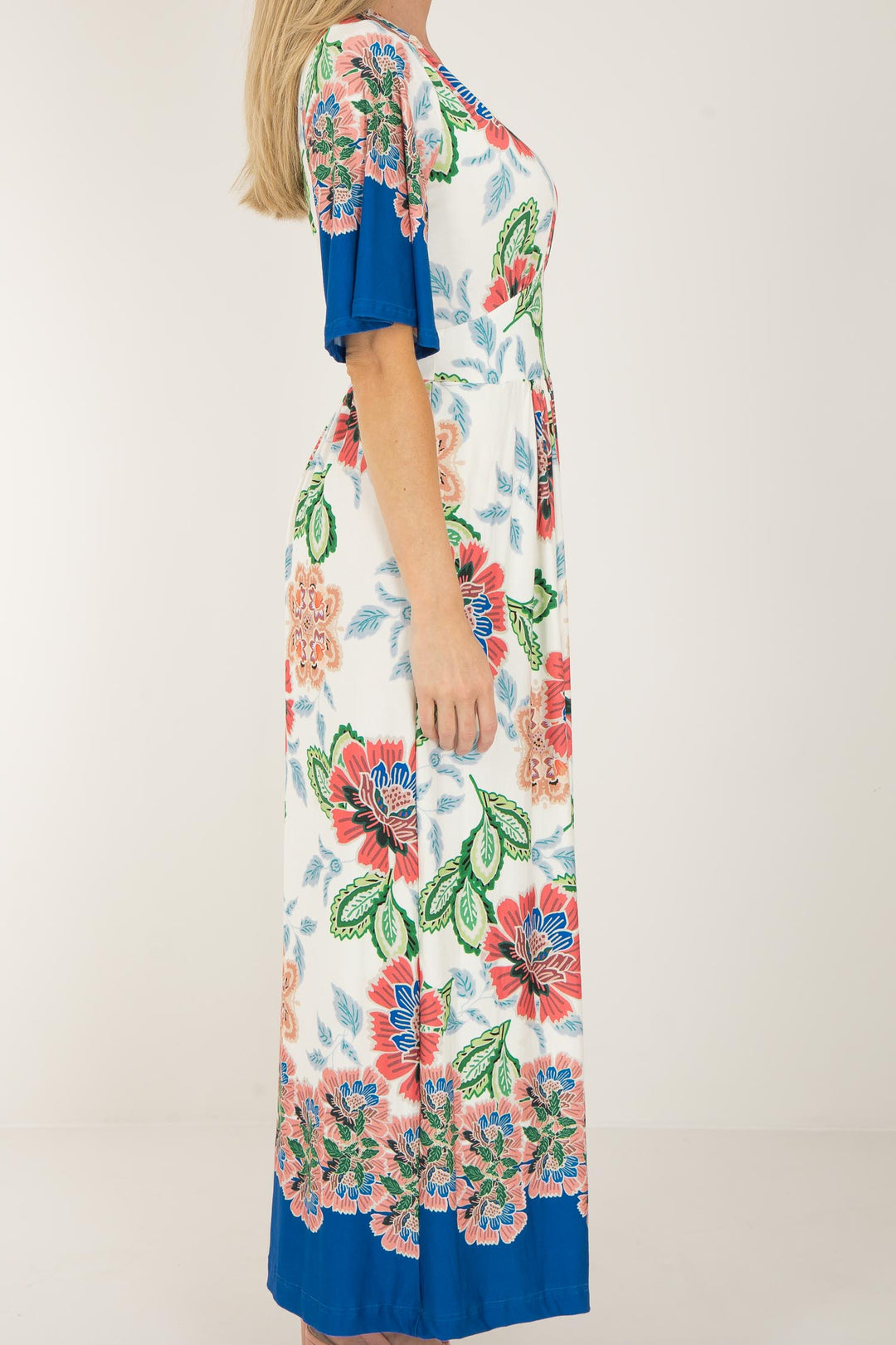 Nina bell sleeve long jersey dress - Blue