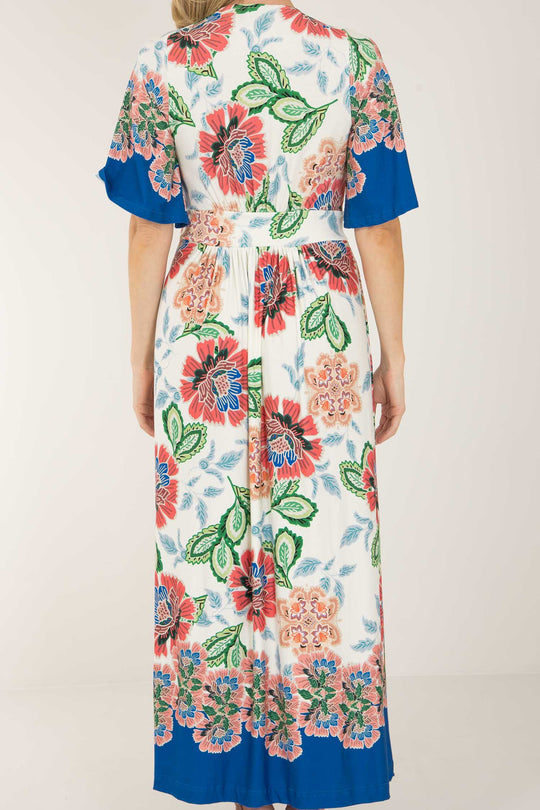 Nina bell sleeve long jersey dress - Blue