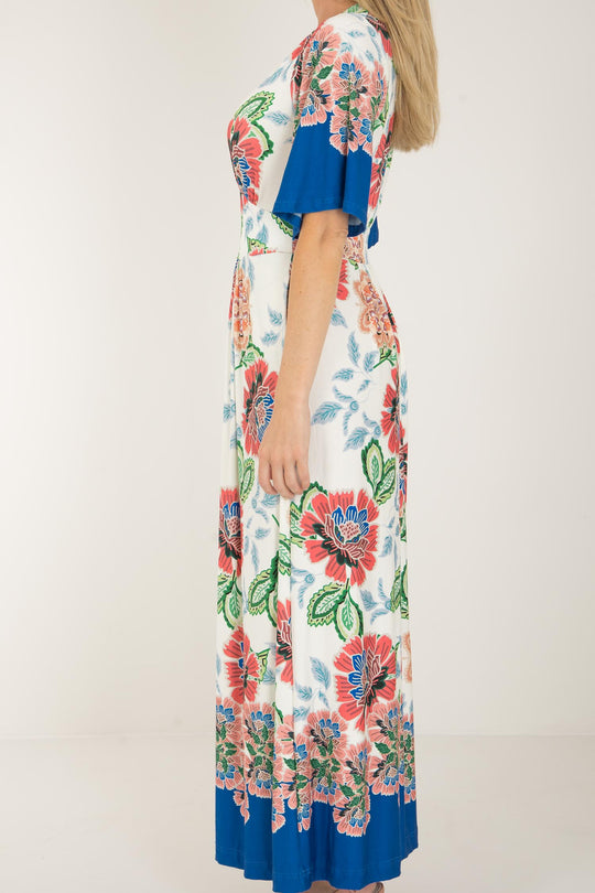 Nina bell sleeve long jersey dress - Blue
