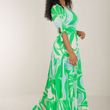 Flowy maxi jersey dress - Green