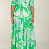 Flowy maxi jersey dress - Green