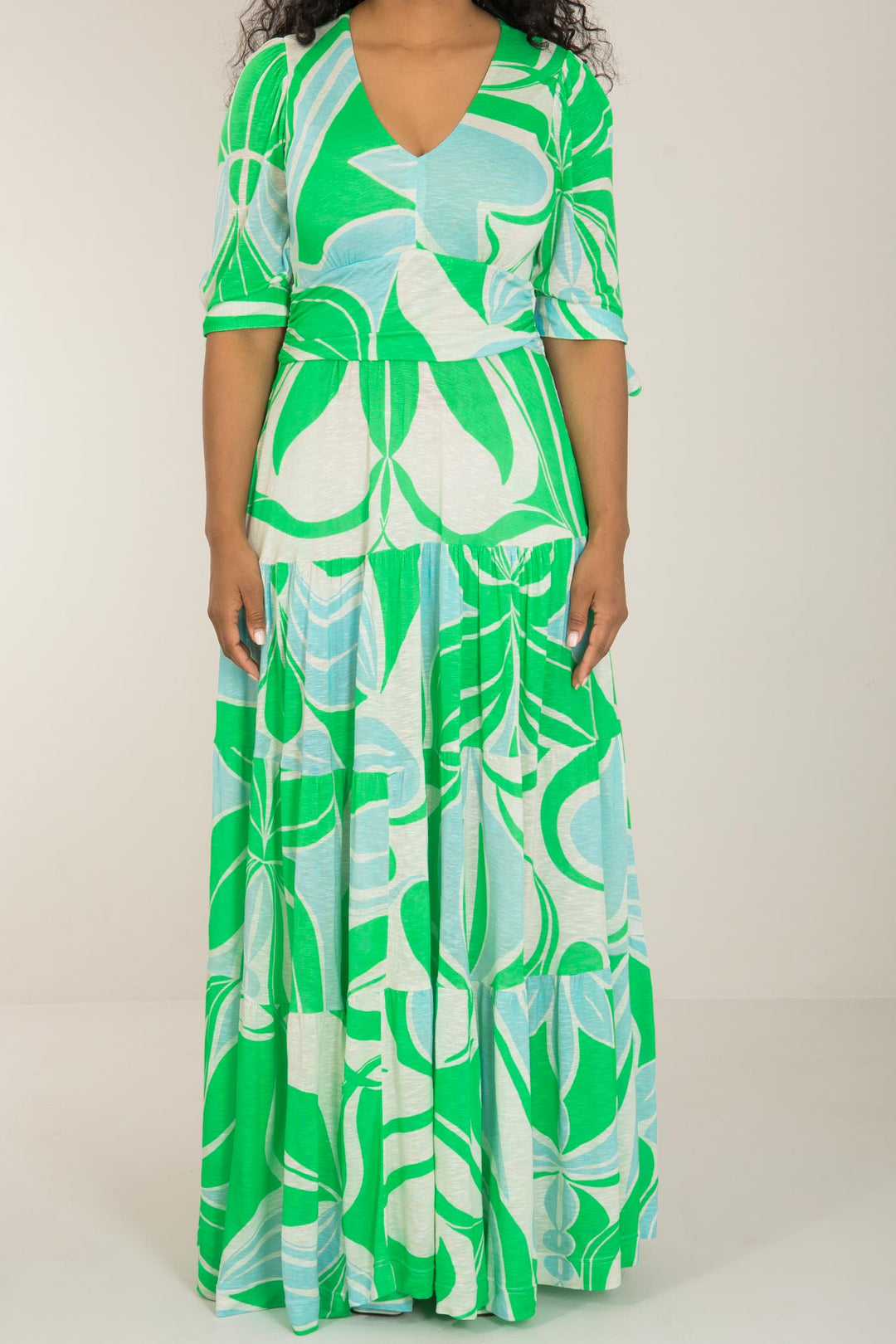 Flowy maxi jersey dress - Green