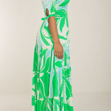 Flowy maxi jersey dress - Green