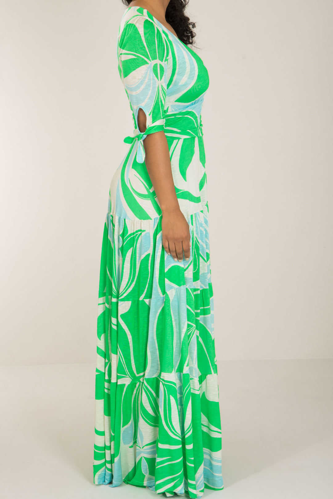 Flowy maxi jersey dress - Green