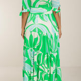 Flowy maxi jersey dress - Green