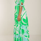 Flowy maxi jersey dress - Green