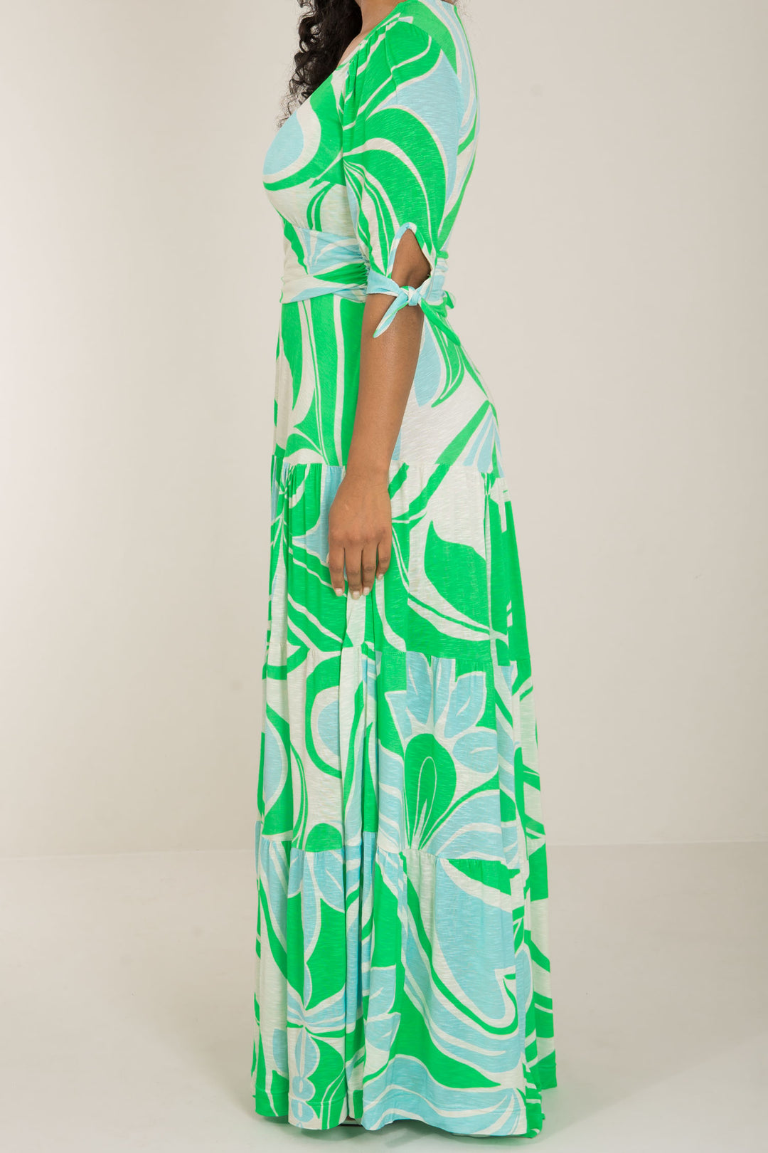 Flowy maxi jersey dress - Green