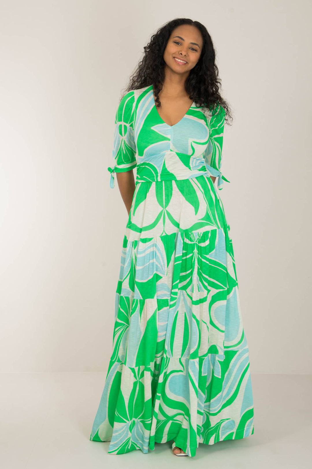 Flowy maxi jersey dress - Green