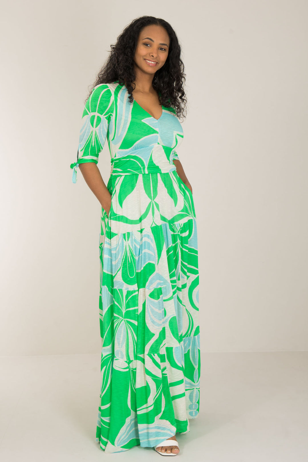 Flowy maxi jersey dress - Green