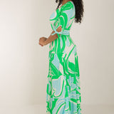 Flowy maxi jersey dress - Green