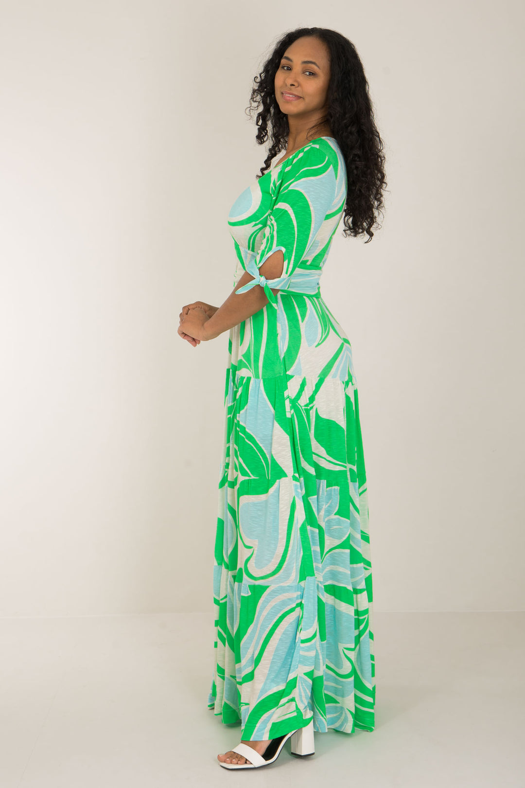 Flowy maxi jersey dress - Green