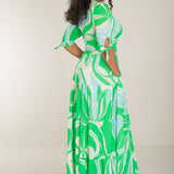 Flowy maxi jersey dress - Green