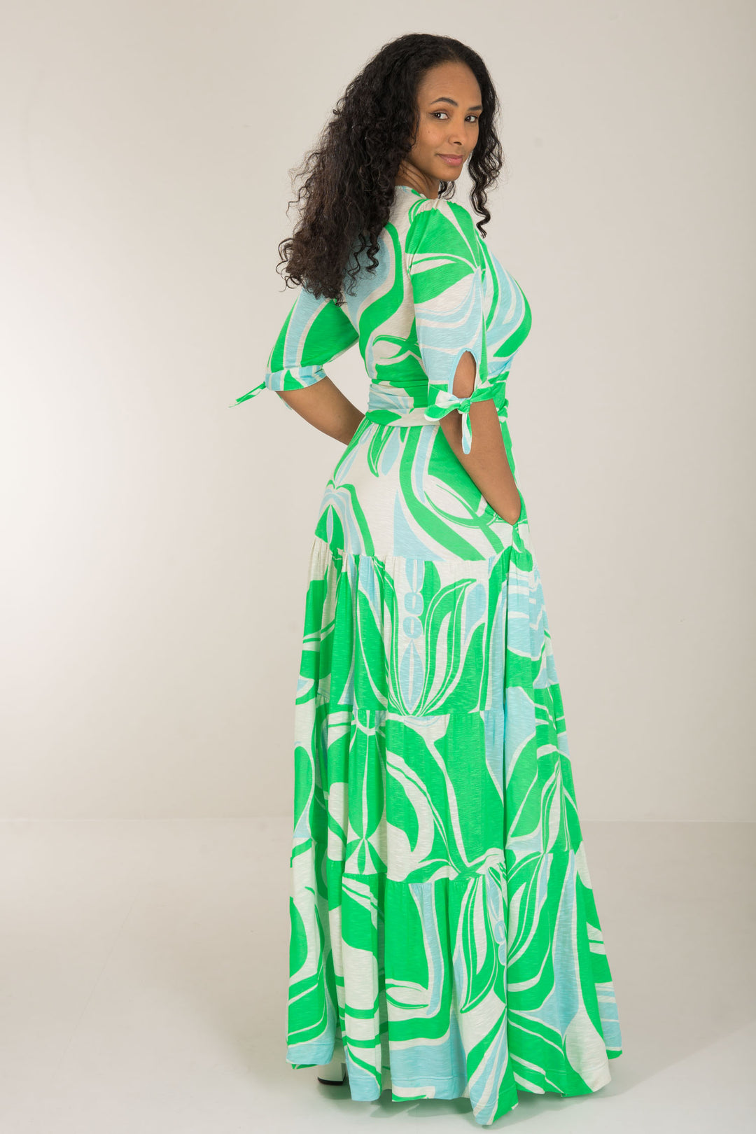 Flowy maxi jersey dress - Green