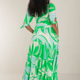 Flowy maxi jersey dress - Green