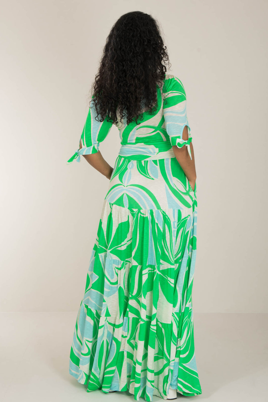 Flowy maxi jersey dress - Green