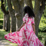 Flowy maxi jersey dress - Pink