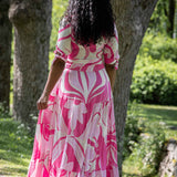 Flowy maxi jersey dress - Pink