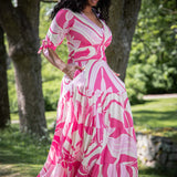 Flowy maxi jersey dress - Pink