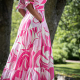 Flowy maxi jersey dress - Pink