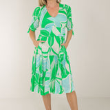 Flowy short jersey dress - Green