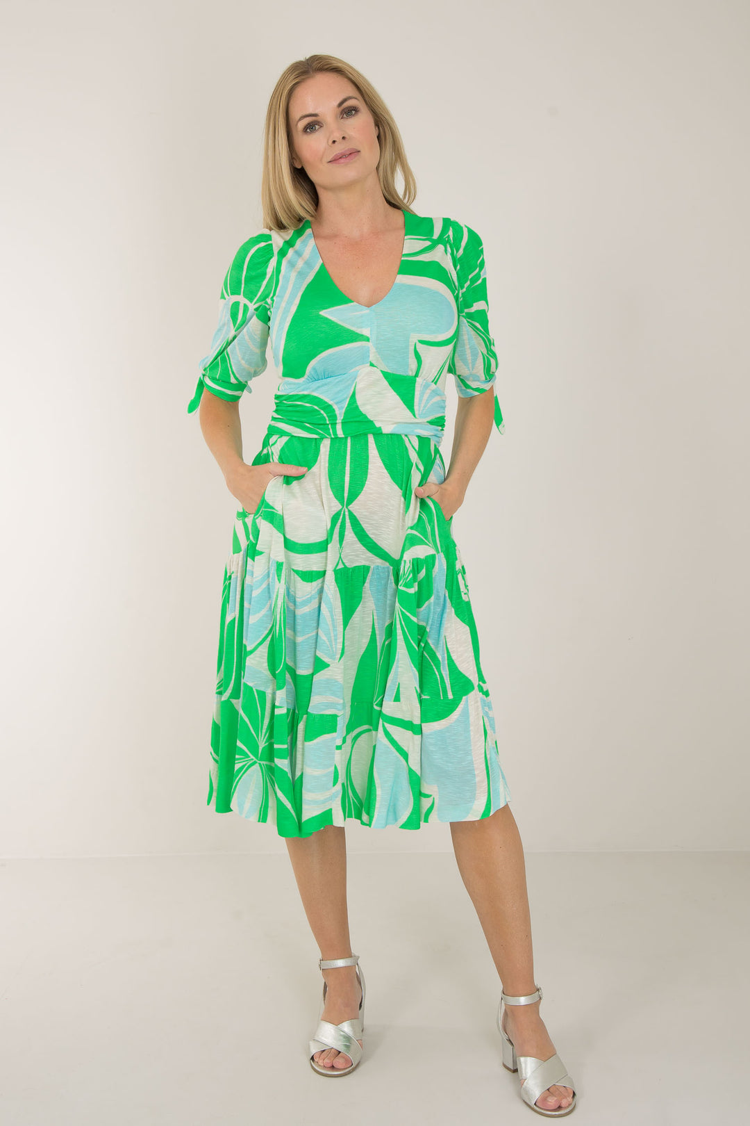 Flowy short jersey dress - Green