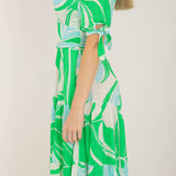 Flowy short jersey dress - Green