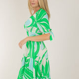 Flowy short jersey dress - Green