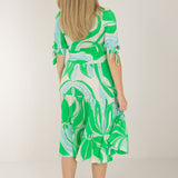 Flowy short jersey dress - Green