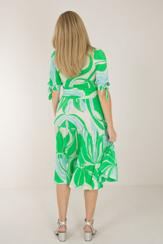 Flowy short jersey dress - Green
