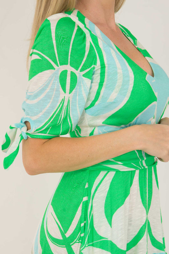 Flowy short jersey dress - Green