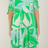 Flowy short jersey dress - Green