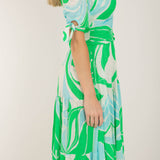 Flowy short jersey dress - Green