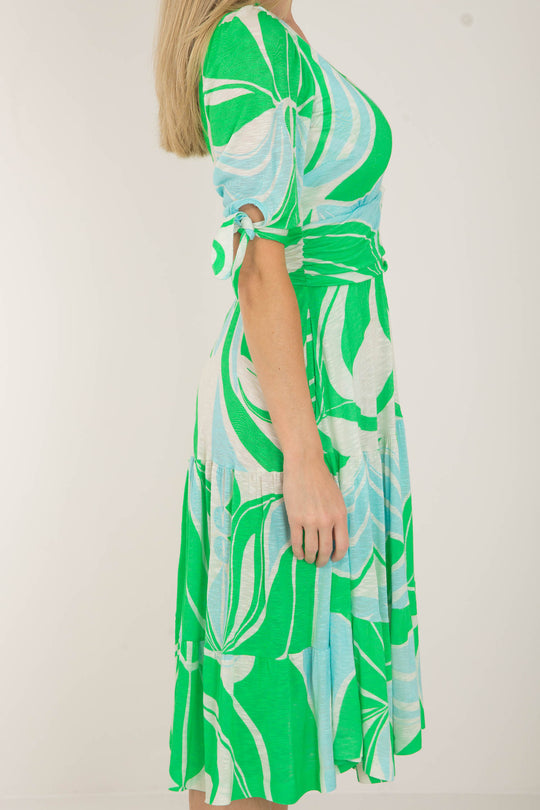 Flowy short jersey dress - Green