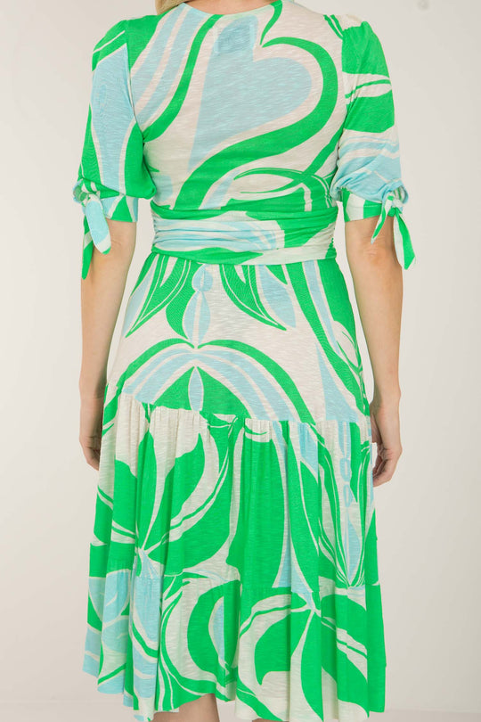 Flowy short jersey dress - Green