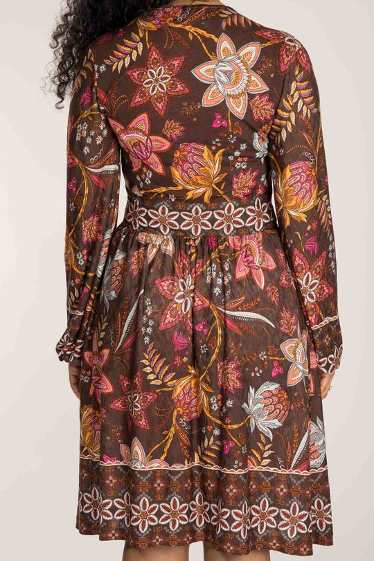 Pure boho short jersey dress - Brown