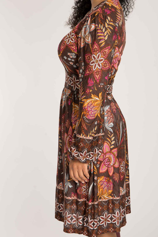Pure boho short jersey dress - Brown