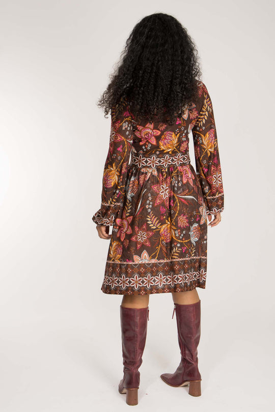 Pure boho short jersey dress - Brown
