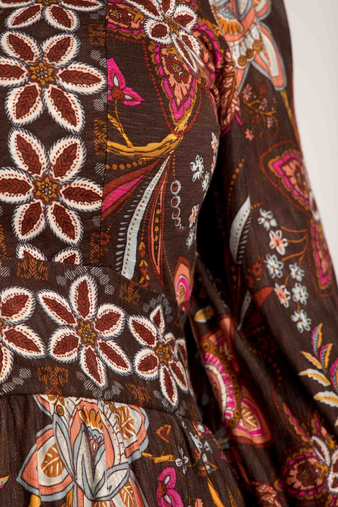 Pure boho short jersey dress - Brown