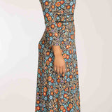 Picot pocket midi jersey dress - Black flowers